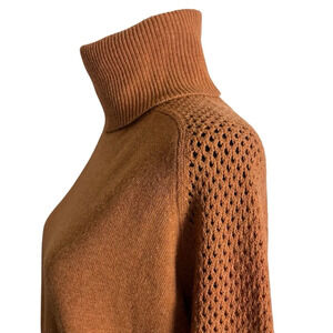 Theory 100% Adalbert Wool Camel Brown Turtleneck Sweater | Size Petite